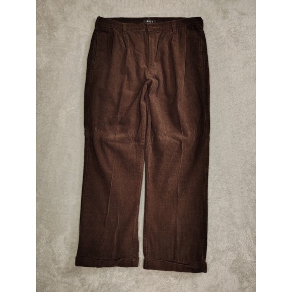 Vintage 90s Streetwear Mens 36x30 Faded Pleated Cuffed Wide Leg Corduroy Pants - Picture 1 of 13